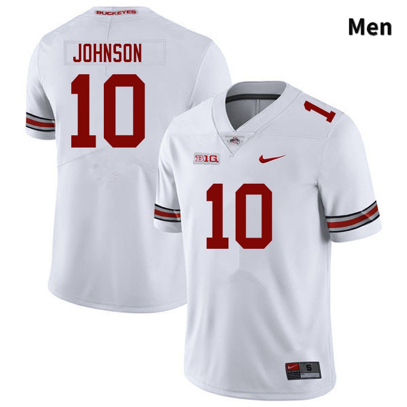 Men's Ohio State Buckeyes #10 Xavier Johnson White Authentic College Stitched Football Jersey 23XT046QM